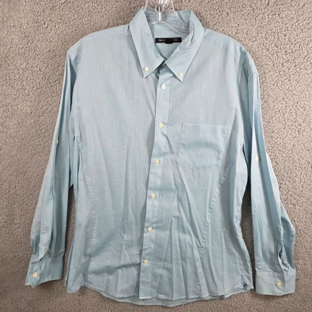 John Varvatos Men's Blue Button Down Long Sleeve Lightweight Shirt Size M